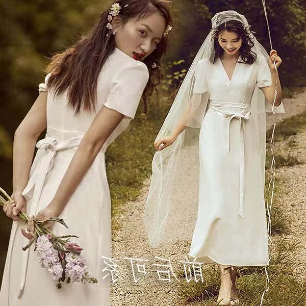 缎面轻婚纱2019网红法式超仙复古森系旅拍显瘦小个子简约礼服裙女|msdalam kategori Butik wanita / wanita, perkahwinan/Cheongsam/pakaian, perkahwinan - dari Buy2taobao.com untuk memberikan perkhidmatan ejen Taobao profesional membeli