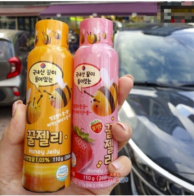 蜂蜜膏_韩国直发cu便利店蜂蜜果冻膏软糖原味草莓味汽水网红儿童零食