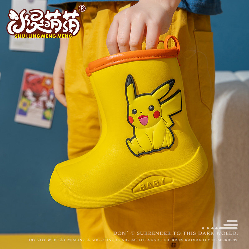 正版皮卡丘儿童雨鞋加绒保暖