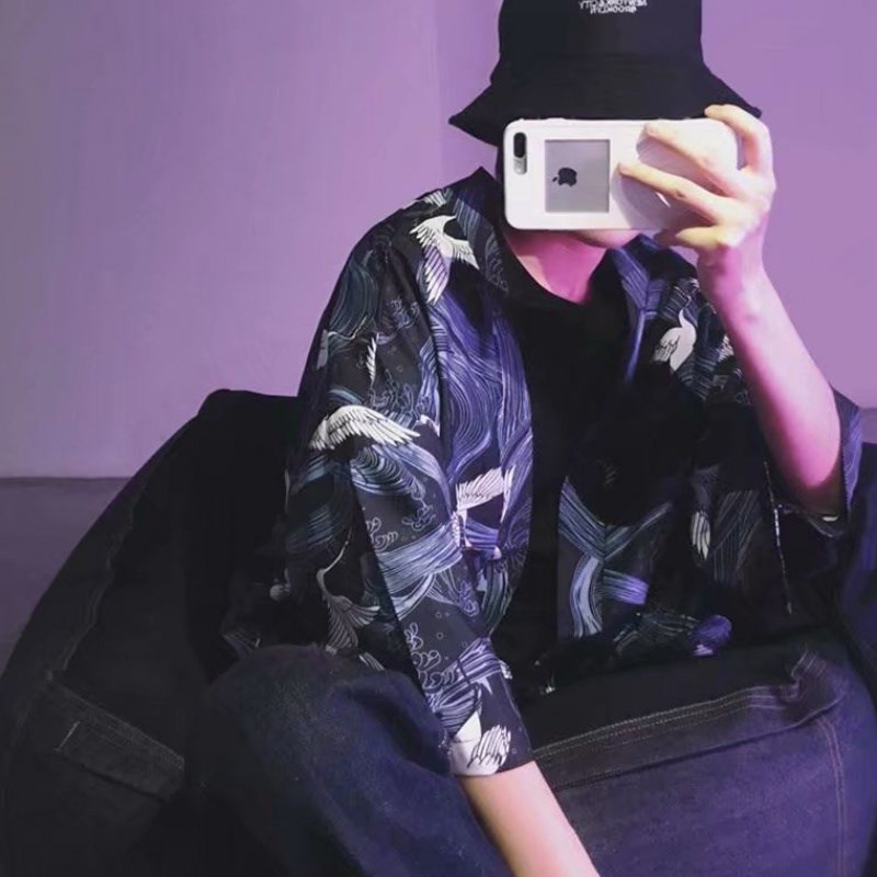 日系衬衫男五分袖防晒潮流道袍宽松超火的和服帅气汉服潮|ruв категории Женская одежда, рубашка - от Buy2taobao.com для оказания профессиональной услуги покупки агента Taobao