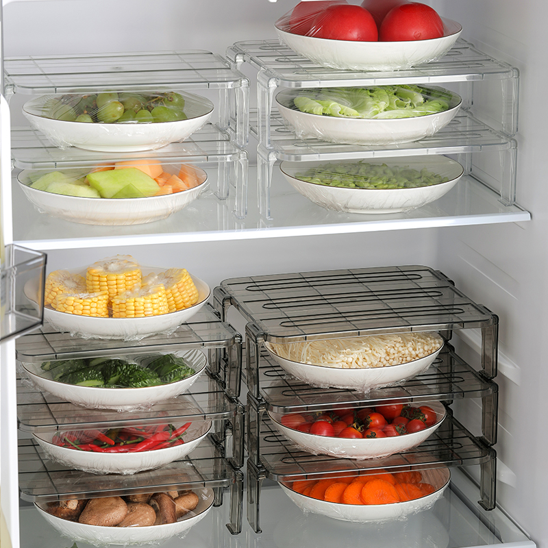 冰箱置物架内部分层隔板厨房家用冰柜放剩菜碗盘整理架塑料收纳架