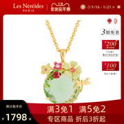 Les Nereides Garden Dream Series New Clavicle Chain Gold Plated Pendant Transparent Necklace Vintage Women's Necklace