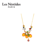 Les Nereides white poppy flower and crisp apple butterfly necklace necklace women's summer niche design