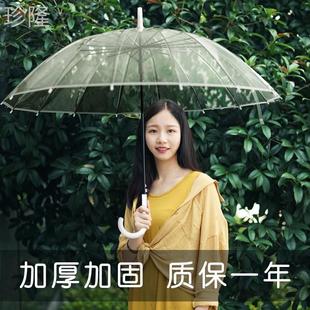 16骨透明雨伞长柄大号双人女白色网红雨伞自动结实加大折叠定制伞