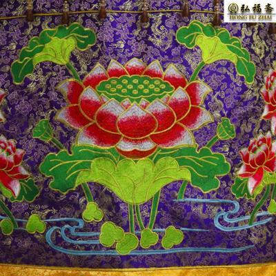 高档织锦莲花宝盖佛教华顶伞佛堂刺绣法会用品黄罗伞盖幢寺庙绣品