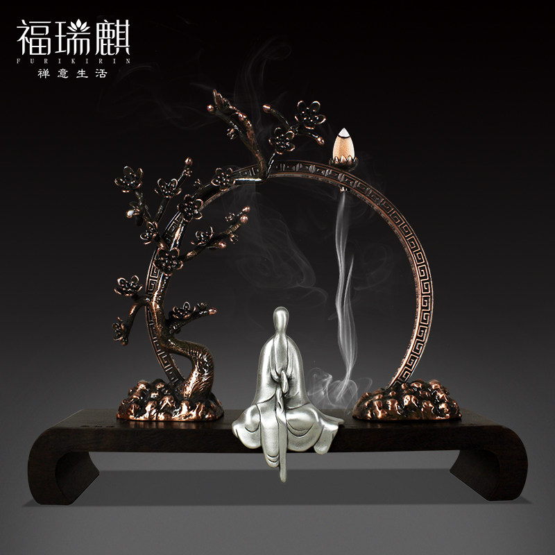 福瑞麒 无相佛禅意摆件创意家居饰品办公室茶室摆设纯银铜摆件