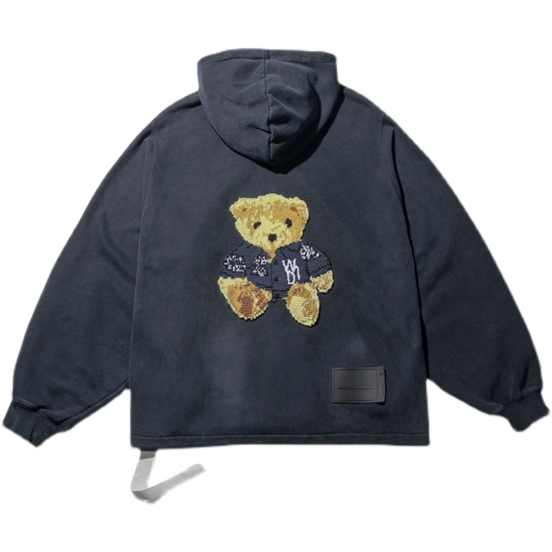 we11 done 21ss新款卫衣小熊刺绣拉链帽衫男女宽松外套