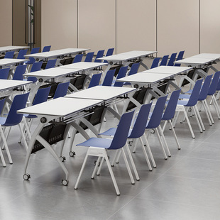 简约带桌板职员会议培训椅子可旋转侧翻写字板班教室培训椅办公椅