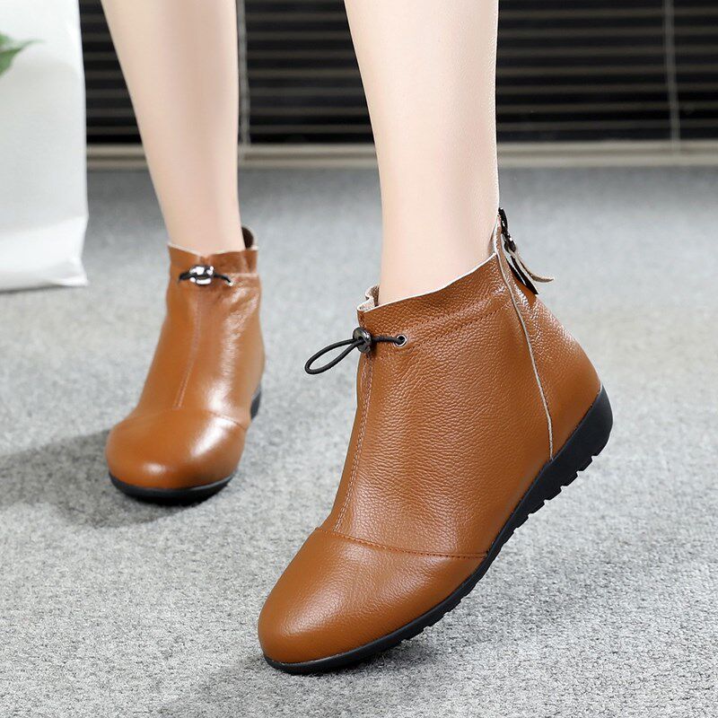 特价中老靴子女春秋款_单靴女平底2019新款春秋短靴百搭短筒靴子女士