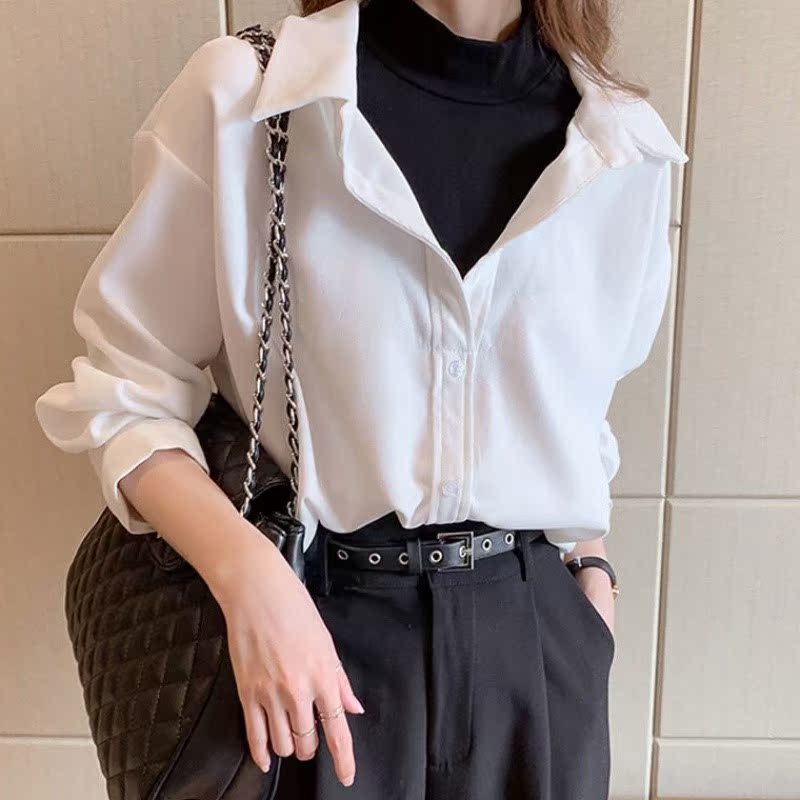假两件衬衫女秋季2020年新款复古港味设计感小众叠穿衬衣长袖上衣|ruв категории Женская одежда, рубашка - от Buy2taobao.com для оказания профессиональной услуги покупки агента Taobao