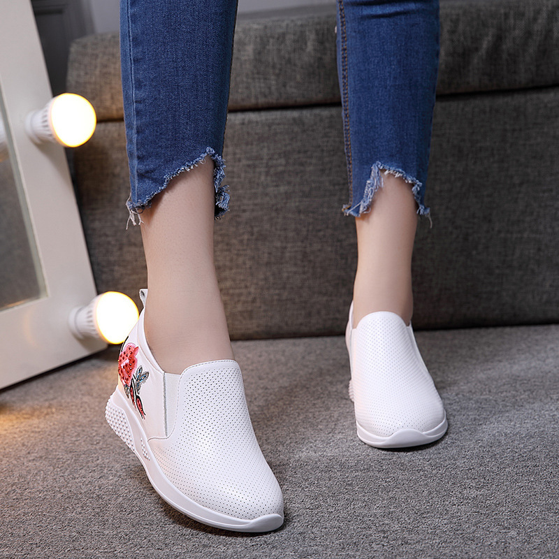 2018 genuine leather Embroidery rose The increase in White shoes Lok Fu shoes Pedal Hollow Flat sports casual shoesin the Shoes/Baby Shoes/Parent-child shoes , Parent-child shoes category - from Buy2taobao.com to provide professional Taobao agent buy service