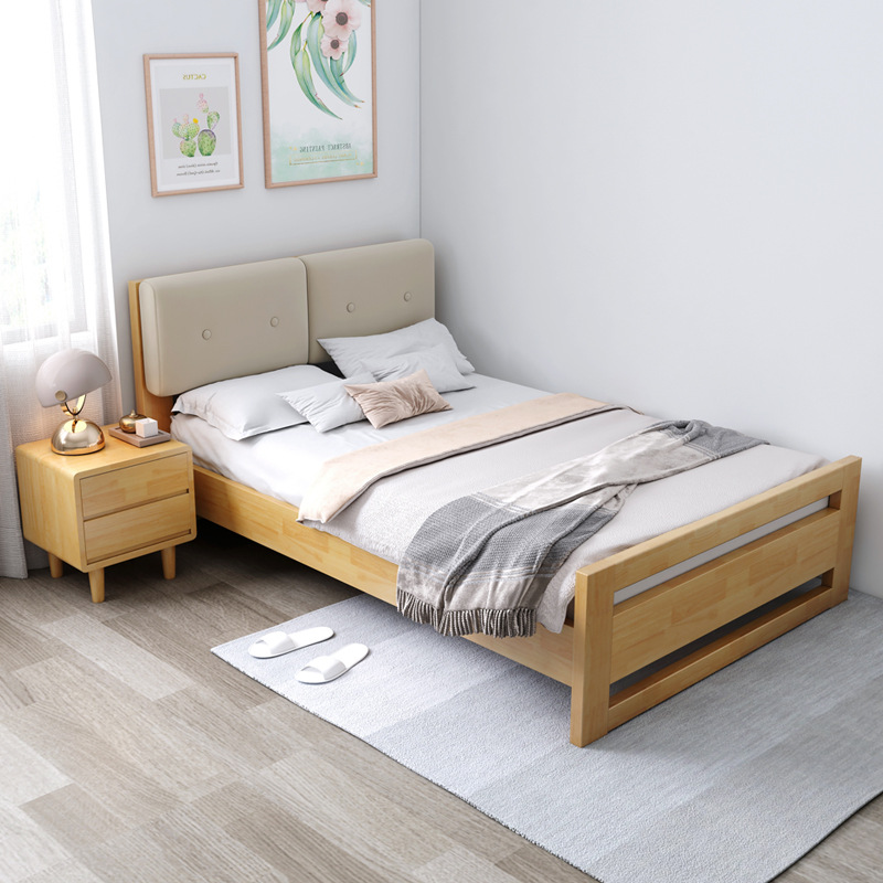 实木床135m北欧小户型儿童单人床12米出租房宾馆酒店床民宿家具