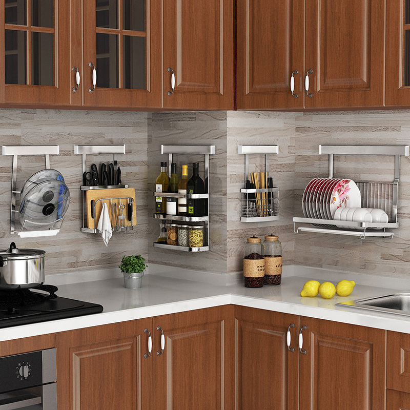 厨梦 304不锈钢厨房置物架壁挂式刀具架案砧板菜刀架收纳用品刀座