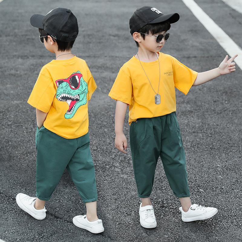 男童套装夏装2019夏款新中大男童儿童短袖两件套韩版潮帅洋气童装