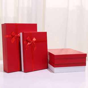 红色礼品盒伴手礼空盒长方形礼盒定制印logo礼物包装盒生日求婚。