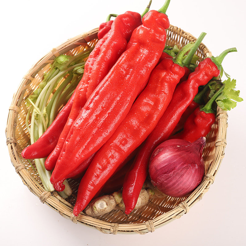 新鲜辣椒大红辣椒新鲜蔬菜现摘农家小辣椒当季蔬菜红尖椒5斤装