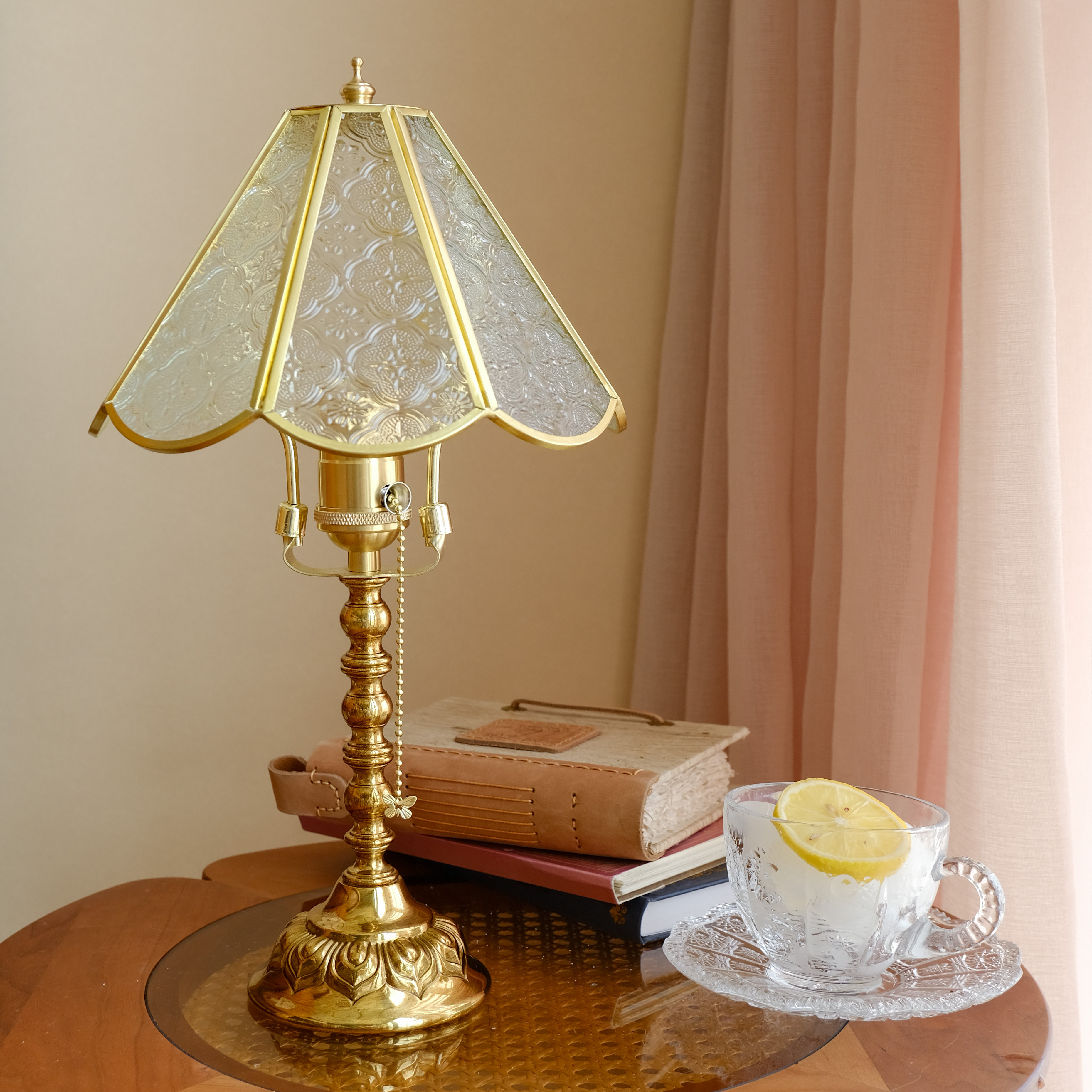 物几空间东方绮丽梦 vintage复古海棠玻璃法式台灯浪漫卧室床头灯