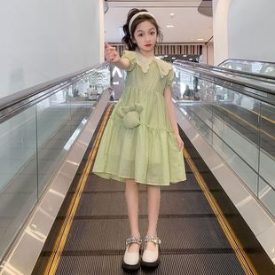 巴拉巴柆女童连衣裙夏装洋气2024新款高档韩版显瘦中大童夏季爆款