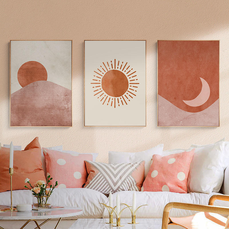星星月亮太阳装饰画北欧简约女孩卧室餐厅沙发背景墙画系挂画