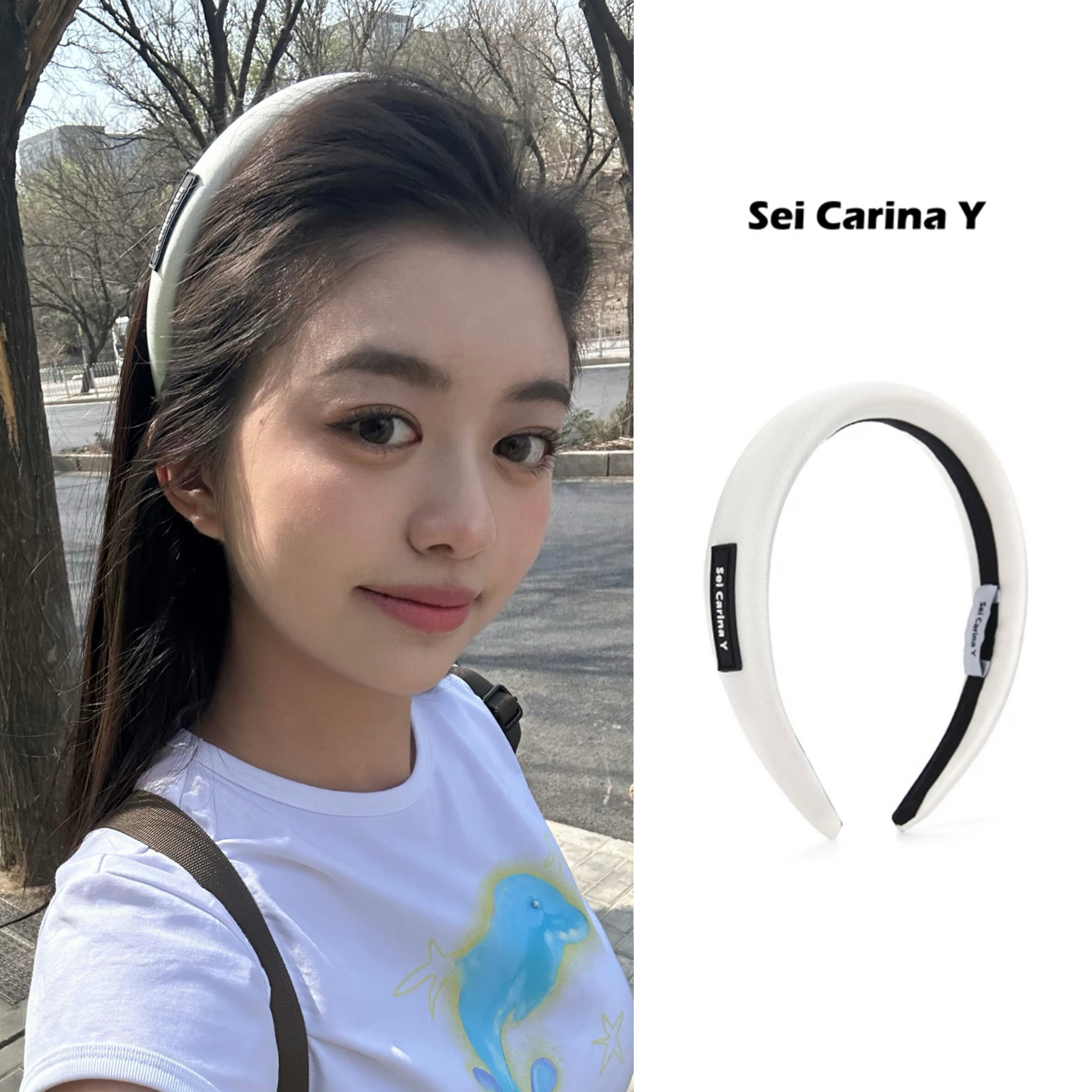 Sei Carina Y缎面基础logo发箍女新款轻奢真丝压发头箍高级感发饰