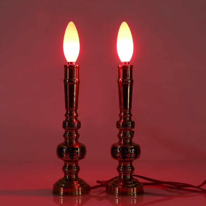 佛龛财神供奉电烛灯家用佛龛led电供灯关二哥铜长明灯神台烛台灯