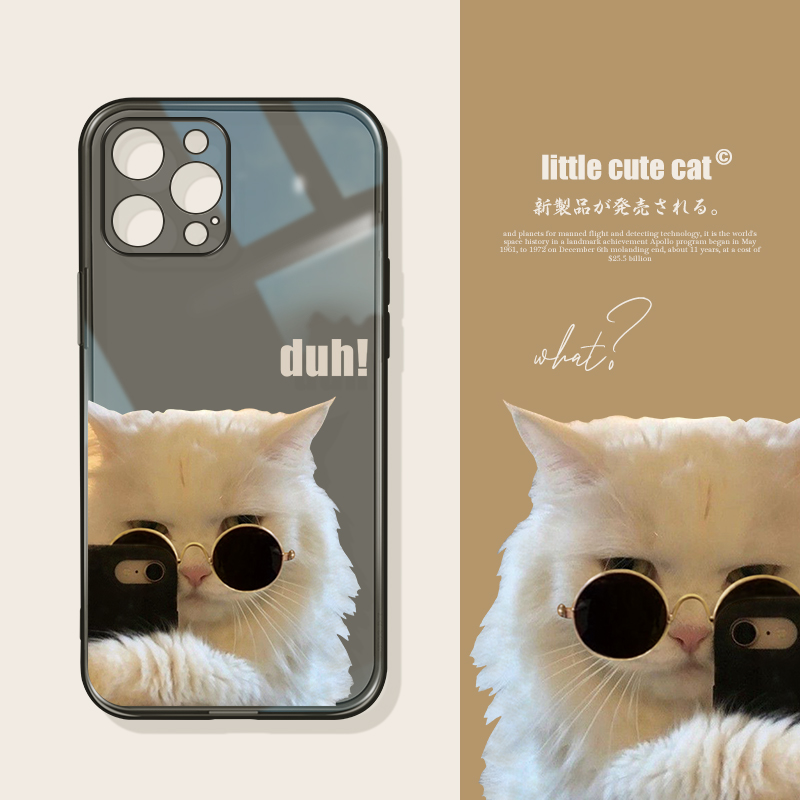 桔子猫适用苹果14promax创意小猫手机壳15pro搞怪ins风可爱猫猫手机壳12透明手机壳11小众液态硅胶xr软壳13