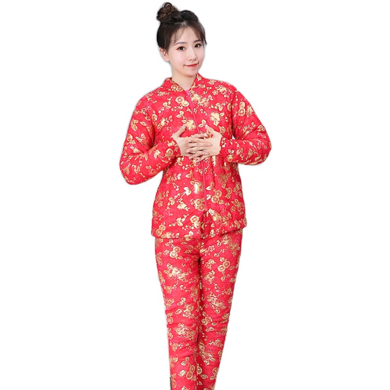 女士成人纯手工棉花棉衣红色棉袄棉裤套装新娘结婚嫁衣修身定做