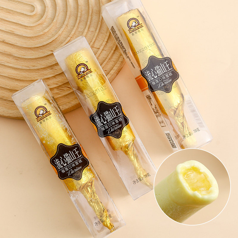 麦蒂格乐 流心猫山王榴莲雪糕冰淇淋浓厚香醇果酱网红冷饮70g支