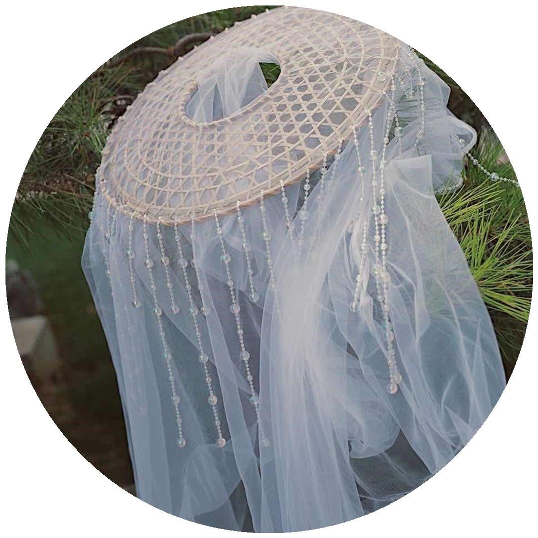 面纱古风挂耳流苏儿童肚皮舞女遮脸古装仙女超仙汉服脸面帘头饰