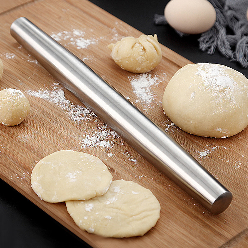 304不锈钢擀面杖加粗家用擀面棍饺子皮干面棍杆小型烘焙擀面神器