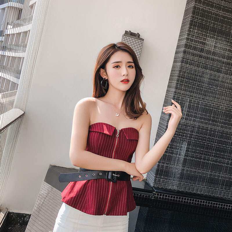 热销抹胸上衣 露肩 裹胸式 韩版