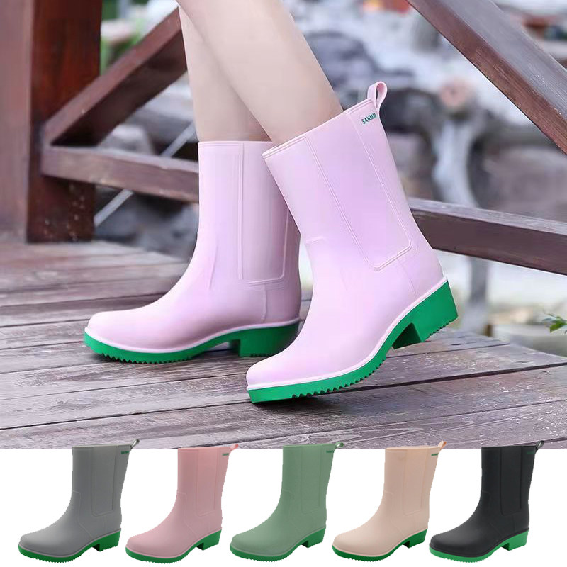 冬季新款时尚外穿雨鞋中筒水鞋女防水防滑加绒套雨靴胶鞋加厚耐磨