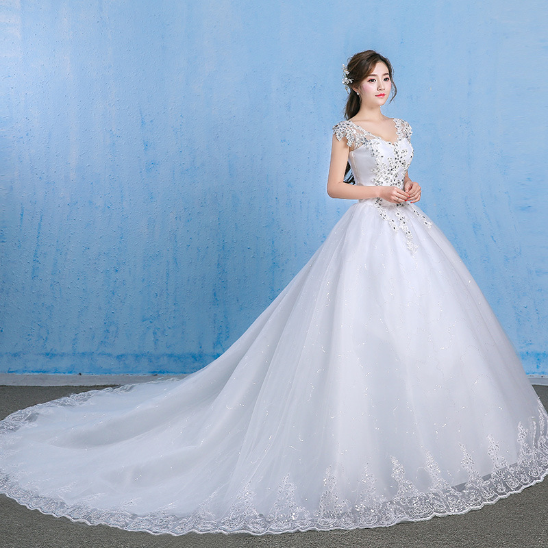 Off Shoulder Wedding dress 2019 new pattern The fat Large Show thin Diamond Add fertilizer marry Luxurious Long tailin the Women's clothing/Boutique , Wedding/Cheongsam/Formal dress , Wedding category - from Buy2taobao.com to provide professional Taobao agent buy service