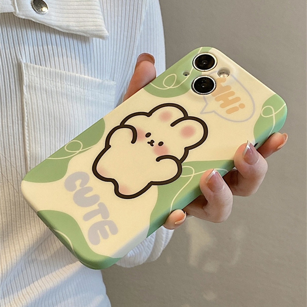 荣昂 适用苹果14手机壳新款iphone13promax小清新可爱线条兔子14plus