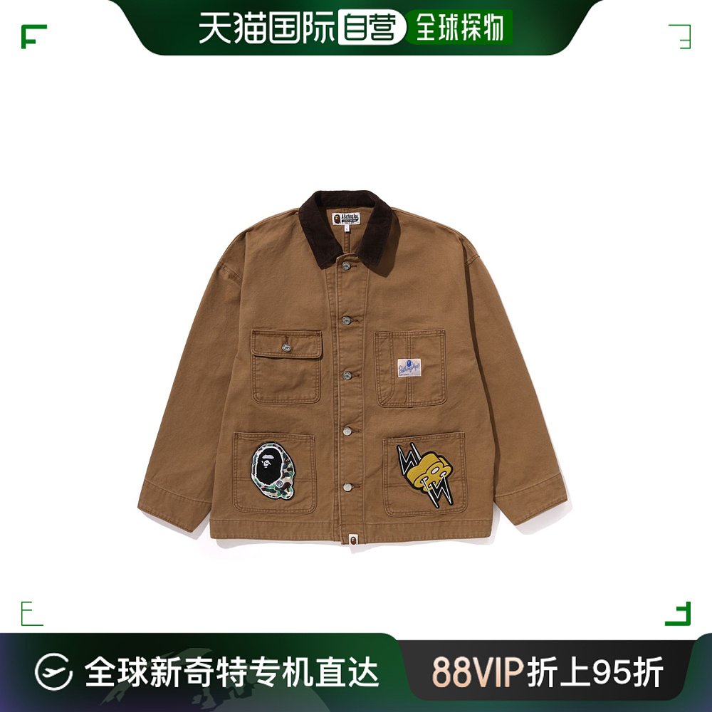 日本直邮A BATHING APE 男士复古风格全棉卡其工装外套 1K3014000