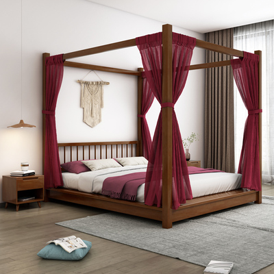 纯全大床民宿四柱榻榻米主卧双人客栈名宿复古架子实木床