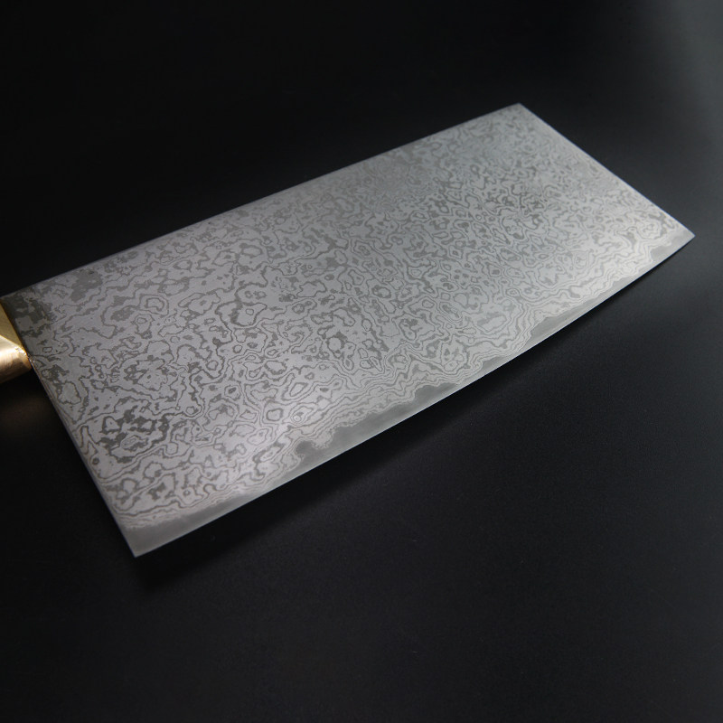 定制大马士革钢刀花纹钢手工锻打通体夹钢厨师专用刀切片切菜刀