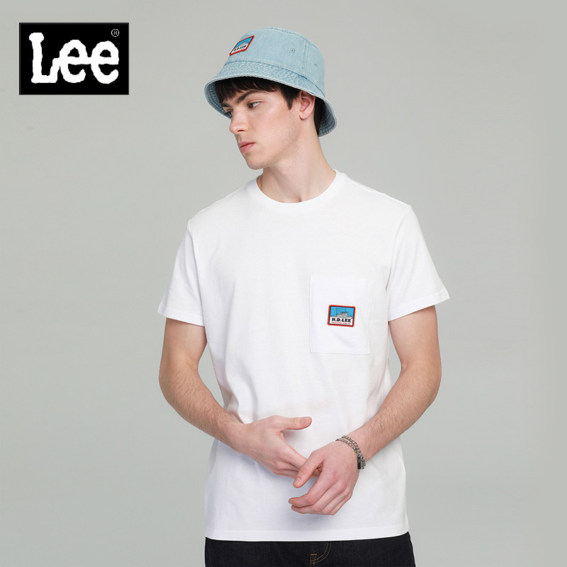 lee商场同款20夏季新品拼色logo短袖t恤男上衣衣服l395303rx