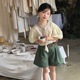 女童套装夏季森系刺绣泡泡短袖T恤儿童娃娃衫洋气女孩短裤两件套