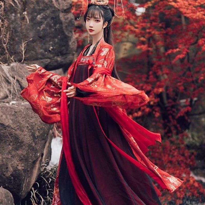 中国风_星空白菜汉服女齐胸襦裙中国风学生古装仙女飘逸春夏季彼岸花