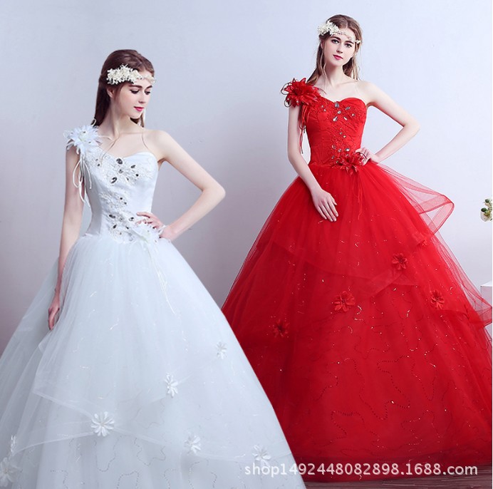 婚纱礼服新娘韩式婚礼大码显瘦婚纱20208新款红色婚纱一字肩春季|ruв категории Женская одежда, Cвадебные платья, свадебное платье - от Buy2taobao.com для оказания профессиональной услуги покупки агента Taobao