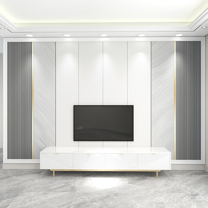 电视机背景墙壁纸简约格栅线条影视墙布客厅轻奢大气自粘立体壁画