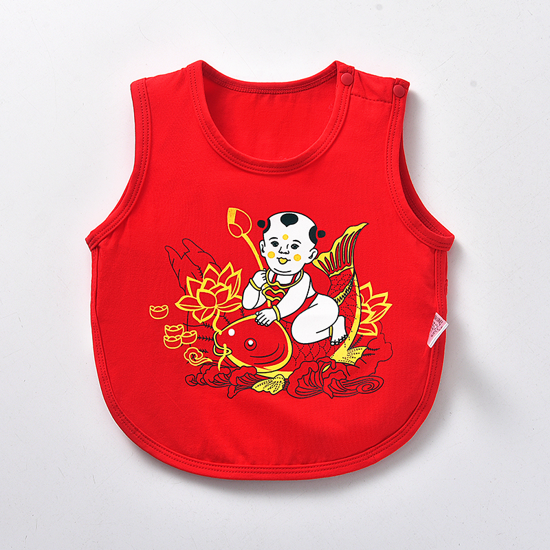 红色护肚兜婴儿童纯棉肚围夏装男宝宝兜兜男孩夏季薄款3一岁2小孩