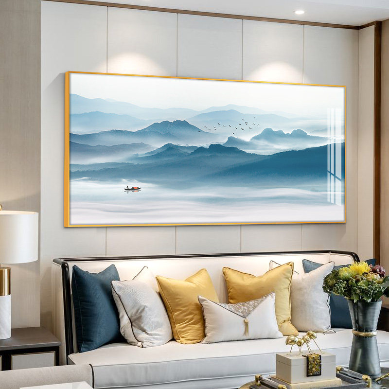 客厅装饰画轻奢山水画三联新中式墙画现代简约沙发背景墙挂画风景