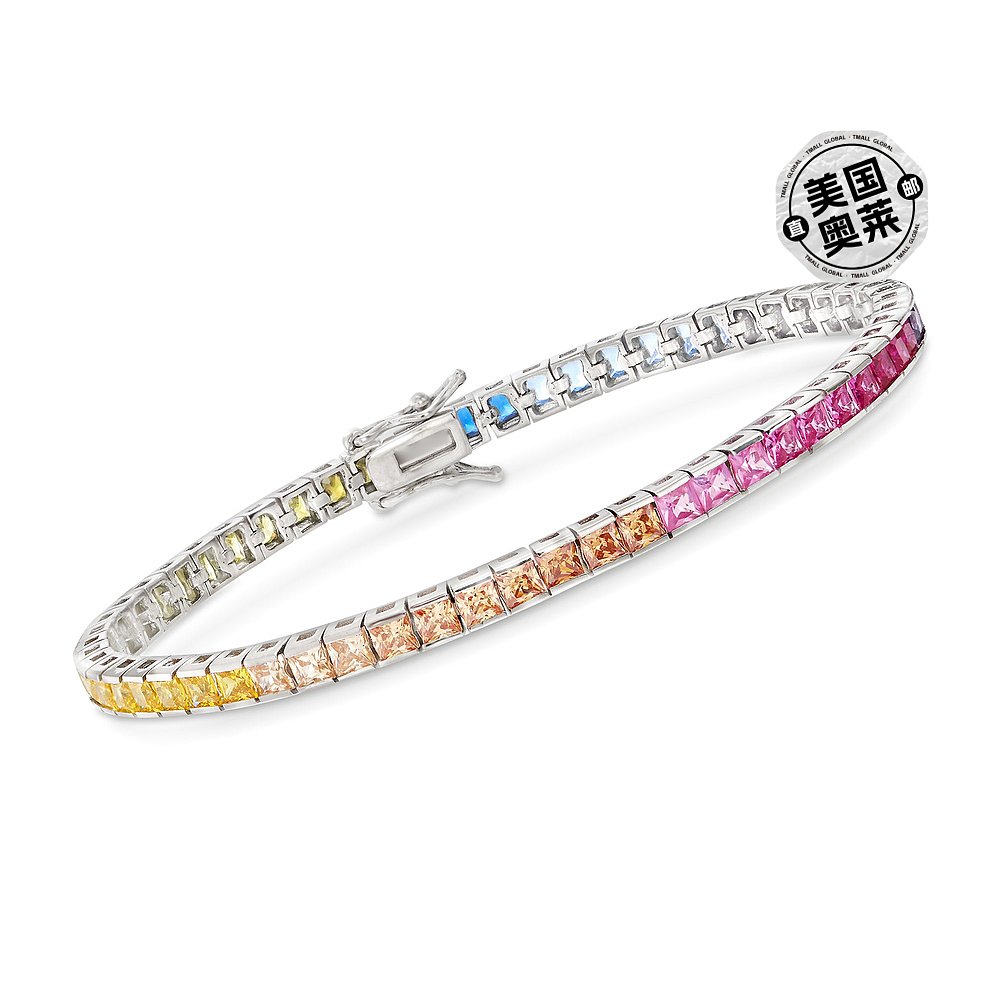 Ross-Simons Princess-Cut Rainbow Simulated Sapphire Tennis B