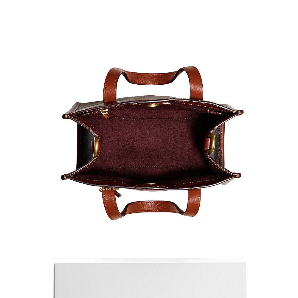 美国直邮coach蔻驰field系列褐色logo拼棕边托特包斜跨包c3866