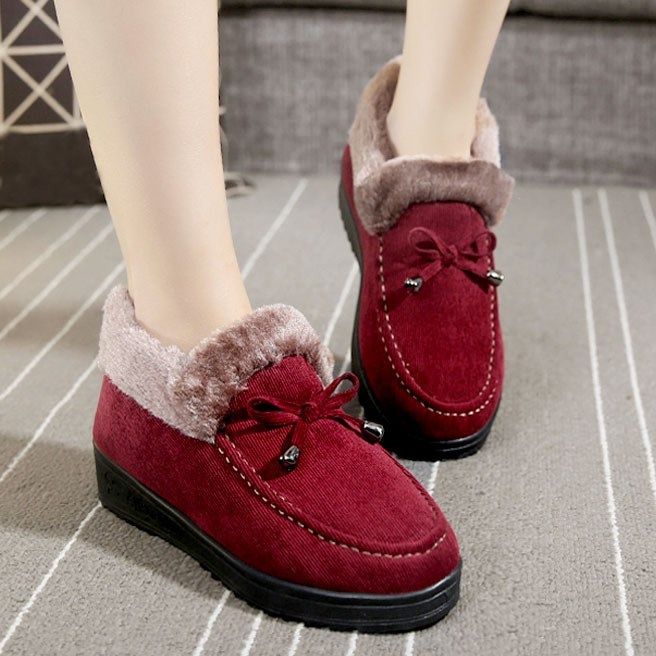 棉布鞋女冬季保暖加绒妈妈_中老年棉鞋女防滑平底棉布鞋妈妈鞋冬季加