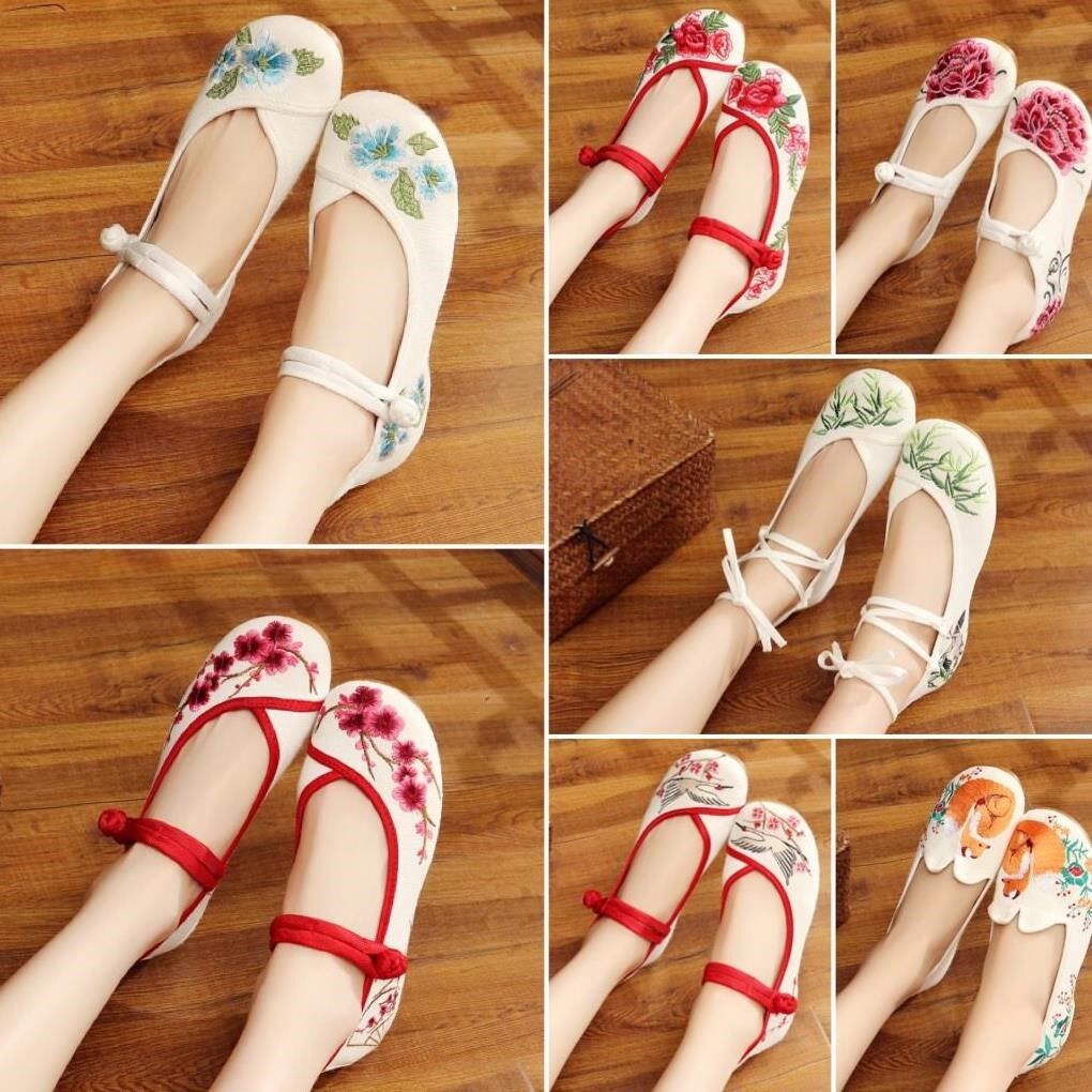 民国风女鞋子 复古 文艺刺绣 中国风古风 百搭 学生汉服 淡雅中式