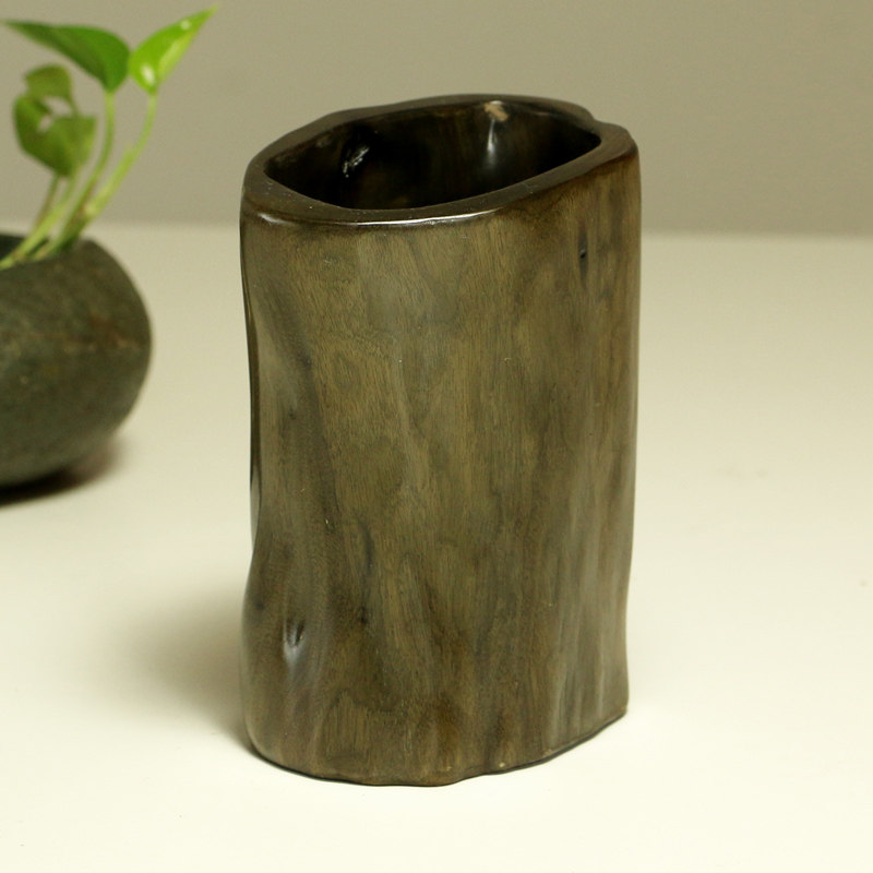 0.64kg 金丝楠乌木自然形态笔筒 文艺复古【润德】md-0091