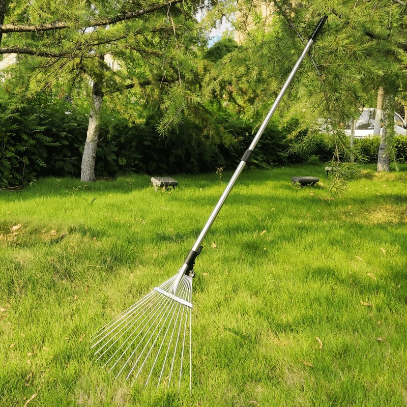落叶耙子搂草家用草坪扫地扒草不锈钢伸缩树叶耙子